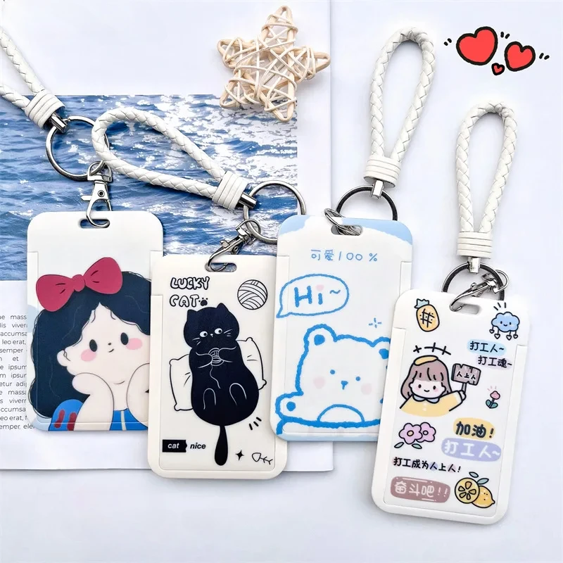 Cute Style Card Holders Student ID Card Protective Cover Cases Student Campus Access Cards Key Chain Door Card Holders