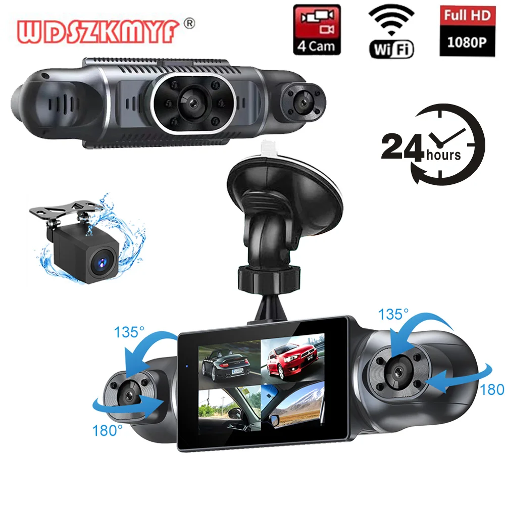 4Channel Dash Cam Full HD 4*1080P For Car DVR 4 Lens WiFi dashcam 360° Video Recorder Night Vision Rotatable camera car recorder