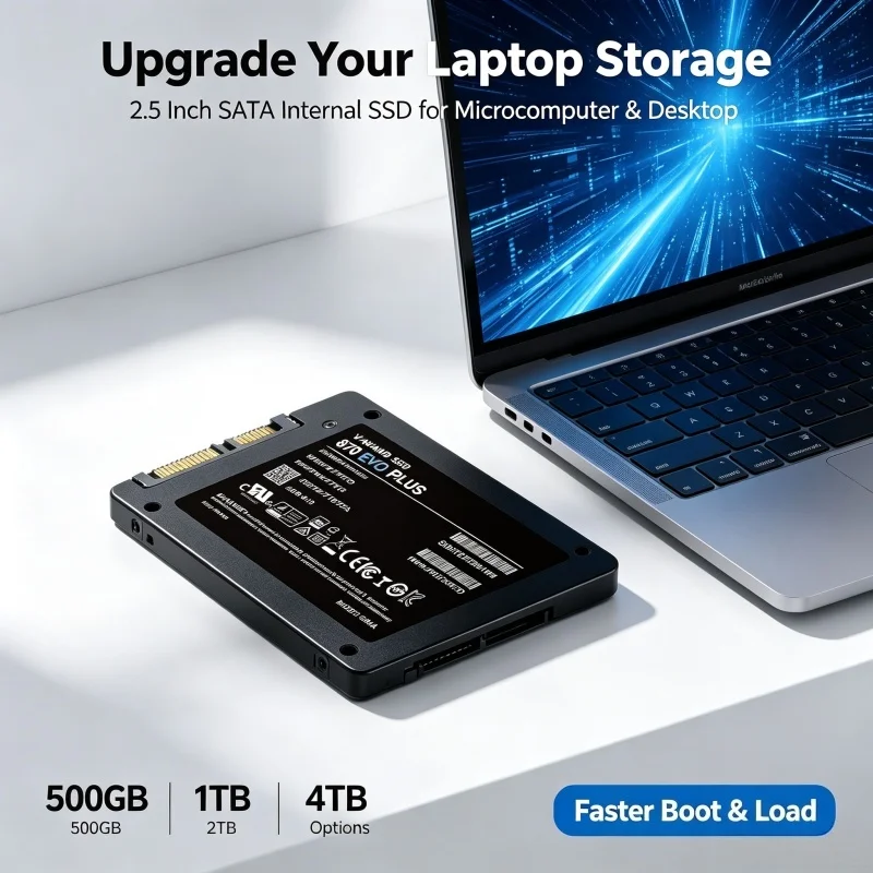 SSD Solid State Drive 870 EVO Plus, Inside Solid State Disk, SATA 3, 2.5