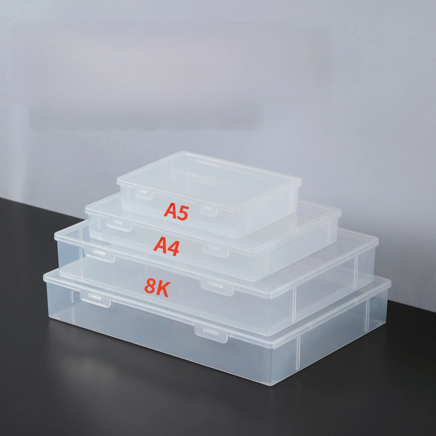 Transparent A4 A3 A5 Drawing Paper Artwork Certificate Storage Box Dustproof Cover Rectangle Plastic File Organizer