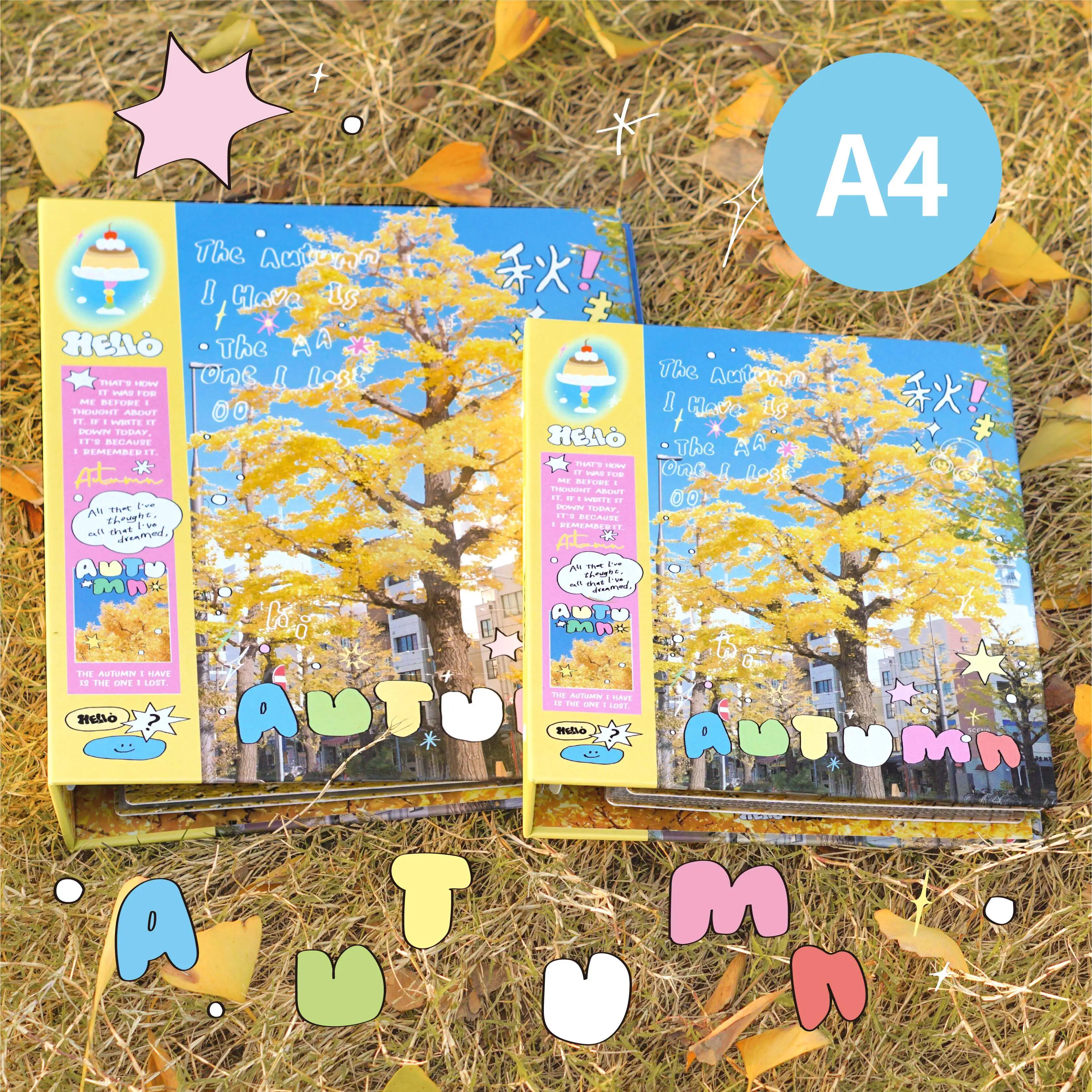 Autumn A4 Hard Shell Binder Photo Album for Postcards, Polaroids & Photocards, Refillable Scrapbook for K-pop Fan Collectibles