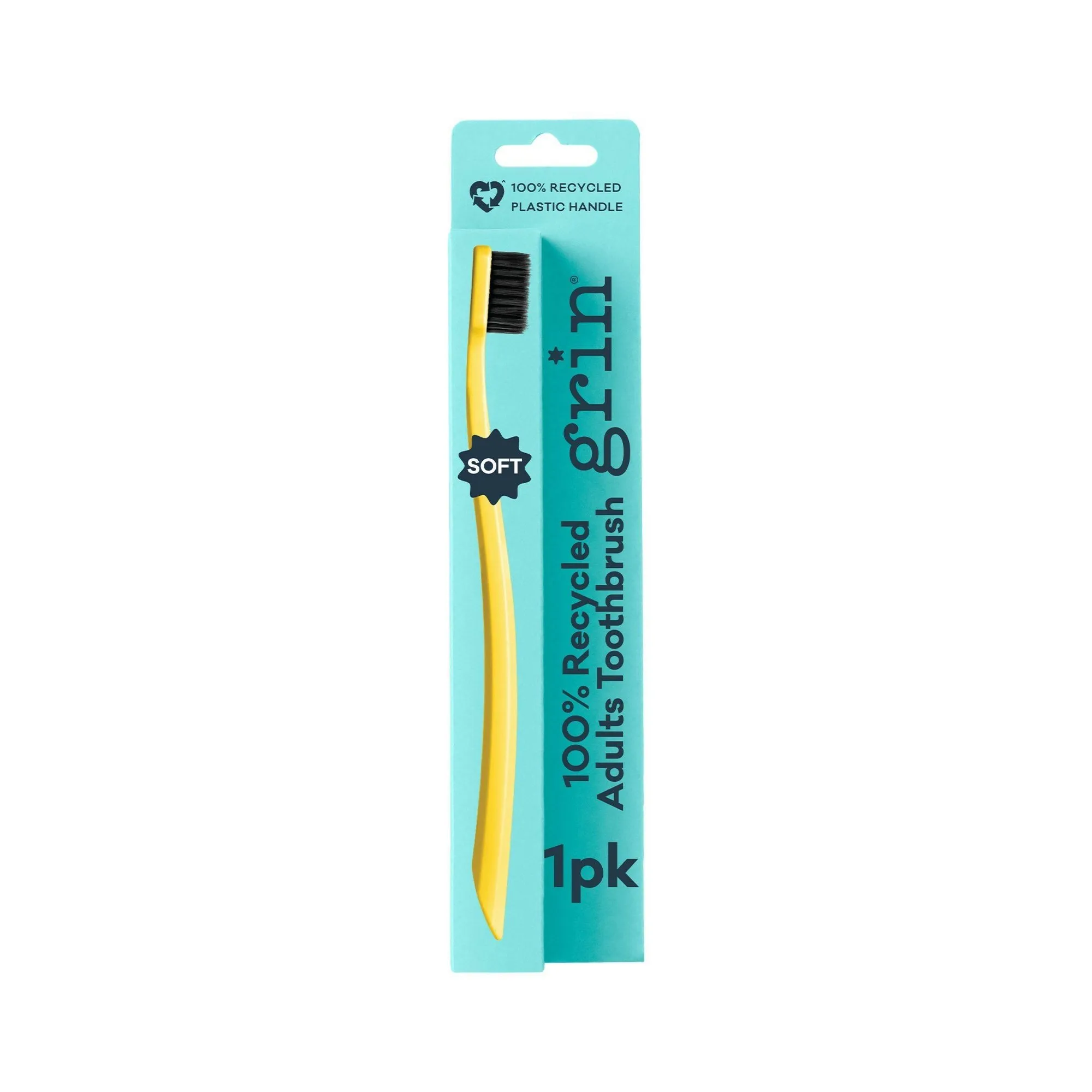 Charcoal Infused Recycled Soft Toothbrush For Sensitive Teeth And Gums, Lemon Handle, Gentle Oral Care