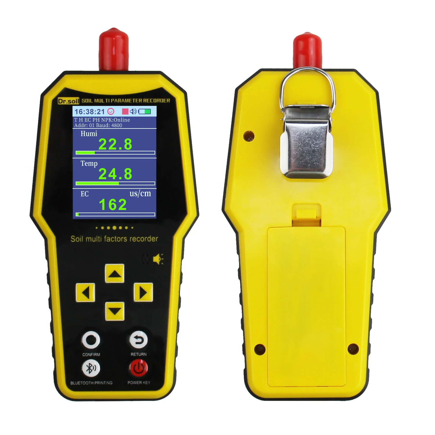 7-in-1 tragbarer Bodenfeuchtigkeitssensor-Detektor, pH-Wert-Tester, PH, Temperatur, Luftfeuchtigkeit, Salzgehalt, EC