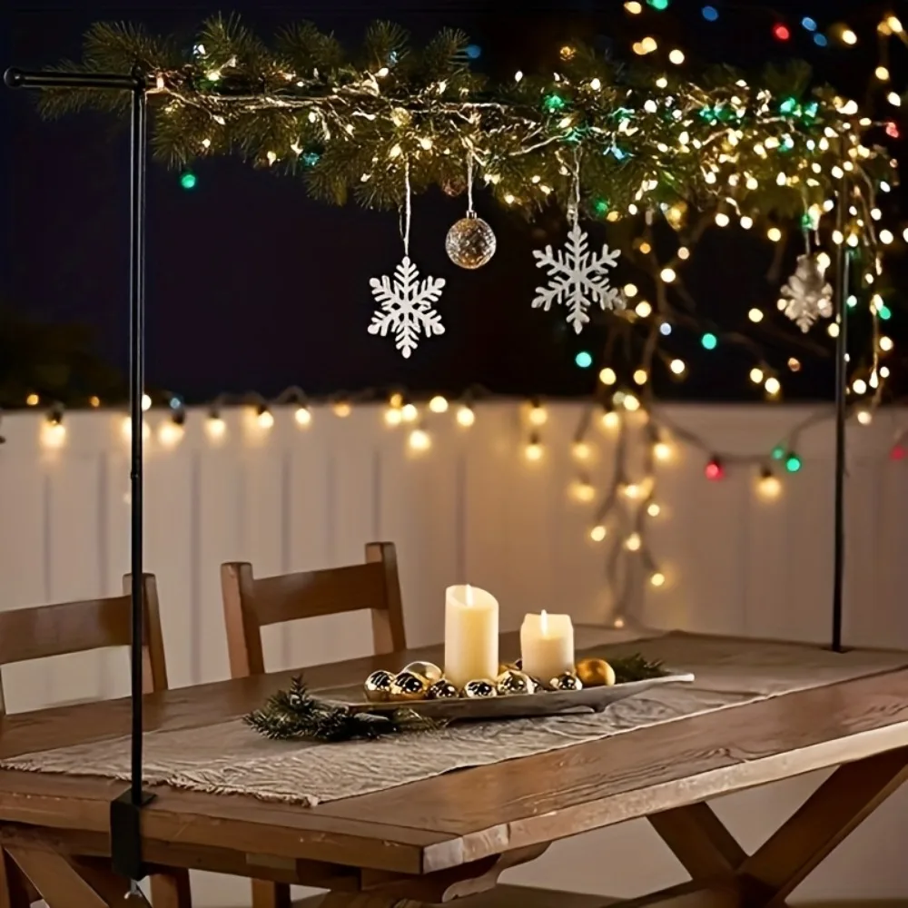 Adjustable Tabletop Garland Stand Clamp on Metal Table Frame Holiday Decor Hanging Rack for Wedding Table Banner Ornament Holder