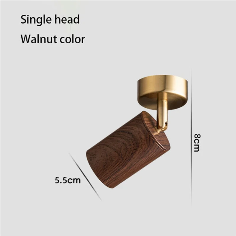 A95I-Lámpara de techo de ángulo ajustable montada con foco LED pequeño en material de aluminio con acabado en nogal