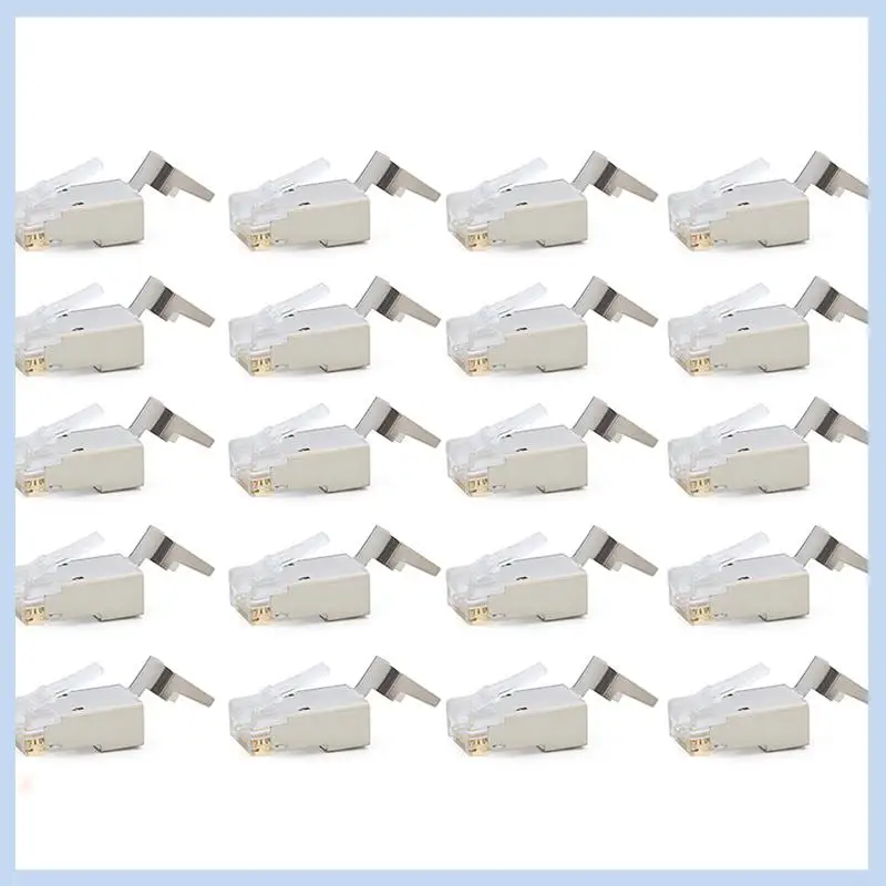 MLGB-20 Pcs Cat6/6A RJ45 Pass Through Modular Plugs, Shielded (STP) External Ground Connector,EZ Crimp