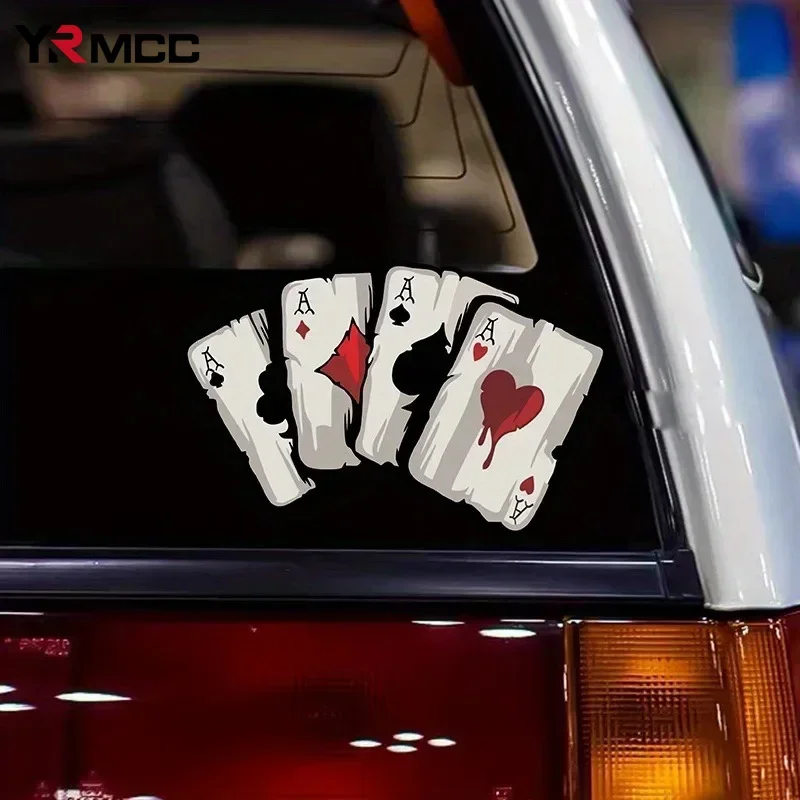 Motorcycle Stickers Poker Spades A Pattern Decals Motocross Fuel Tank Cafe Racer Body Funny Decoration Playing Card Car Stickers