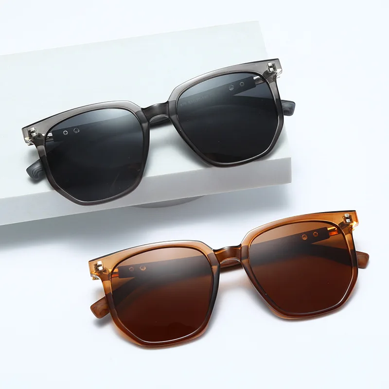 New TR90 Retro Polygonal Large Frame Wood Grain Mirror Legs Y2K Women's Sunglasses Fashion Men's Driving Polarizing Mirror UV400