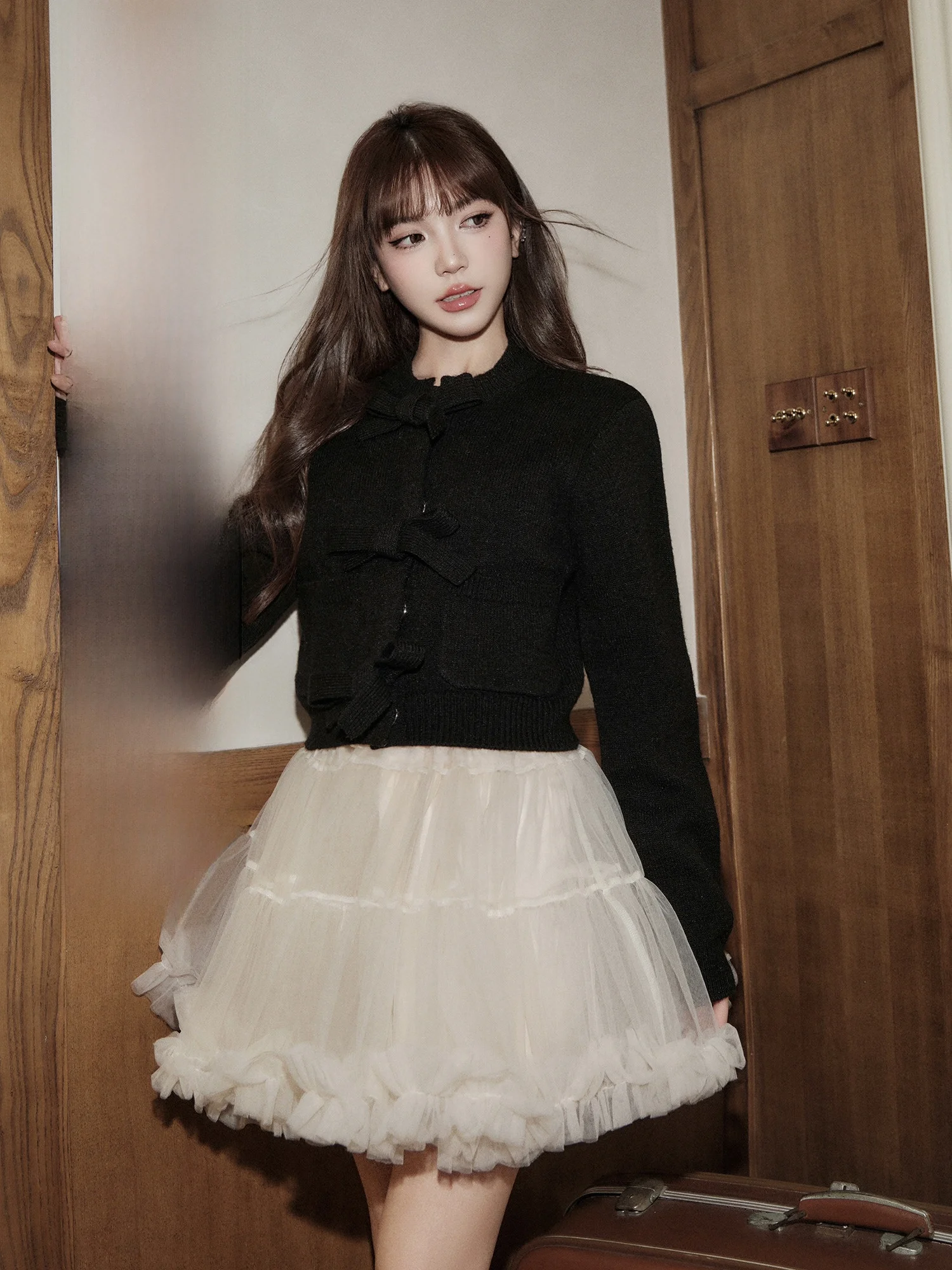 

Korean Sle Long Sve Sweater Coat with Knot Design Women's Faion Warmth MENT Knot Tied Belted Cardigan