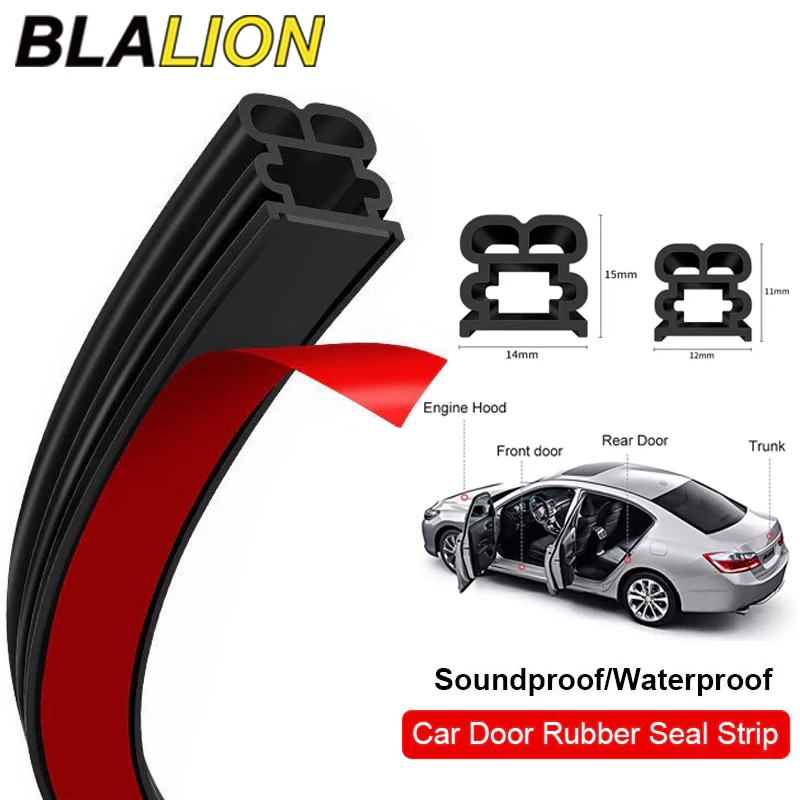 BLALION Car Door Seals Double-Layer Auto Weatherstrips Protection Soundproof Waterproof Rubber Sealing Strip For Door Trunk Hood