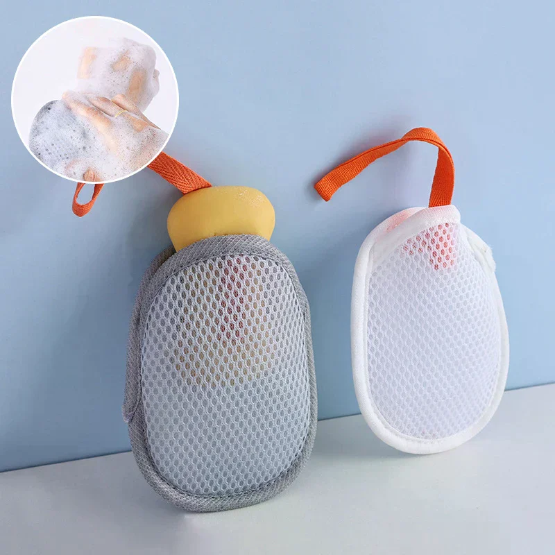 

2PCS Bath Cleansing Foaming Net Double-Sided Soap Bag Body Exfoliating Scrubber Sponges Bathroom Mesh Soap Pocket