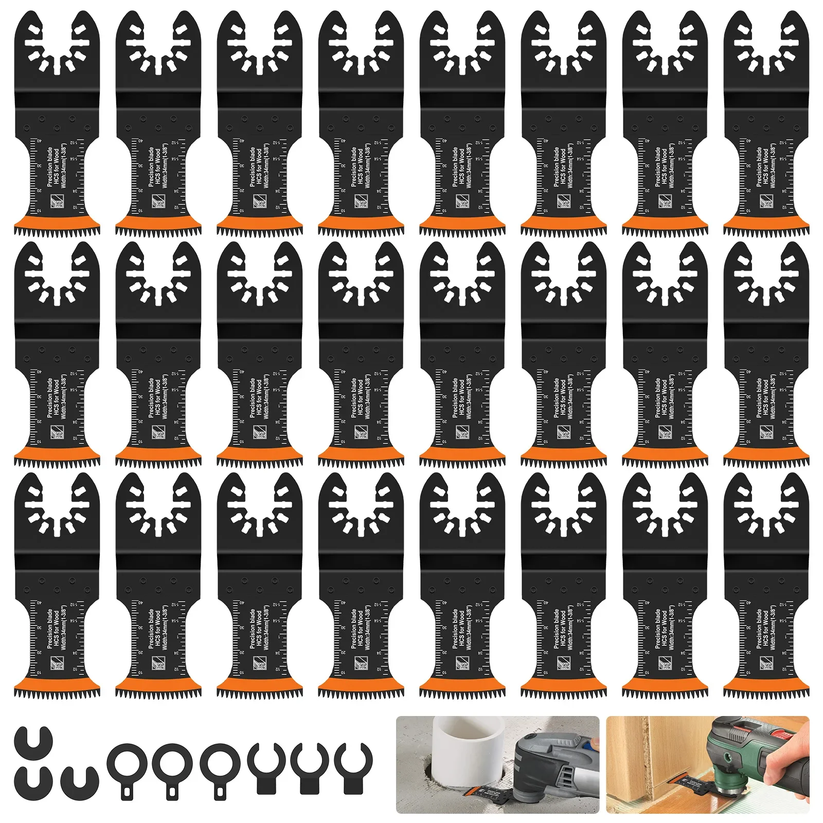 

24Pcs Japanese Tooth Oscillating Saw Blades Efficient Oscillating Multitool Blade Triple Japanese Teeth Curved Cutting Blades