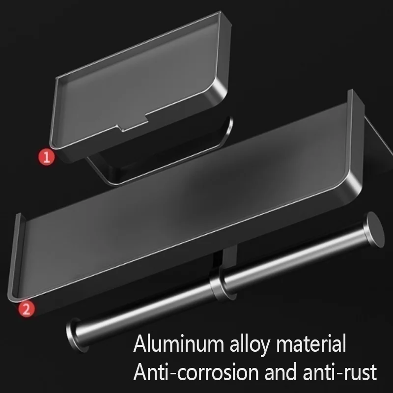 Wall-Mounted Toilet Paper Holder With No Drilling Required, Bathroom Tissue Dispenser, Waterproof Toilet Storage Rack