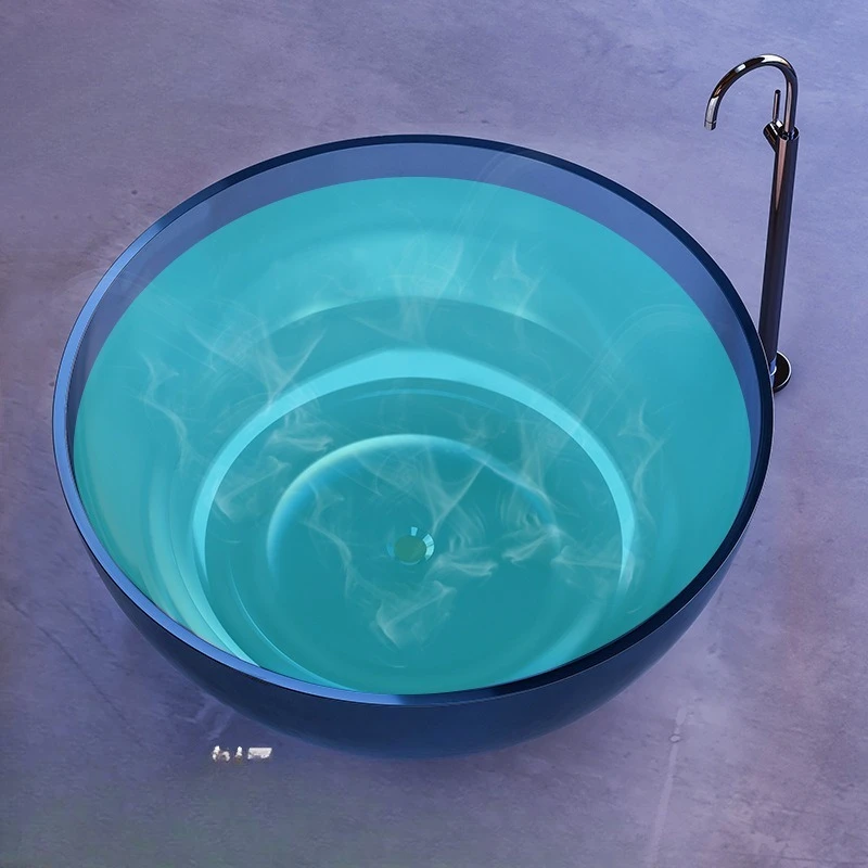 Transparent resin bathtub Household independent, round bathtub