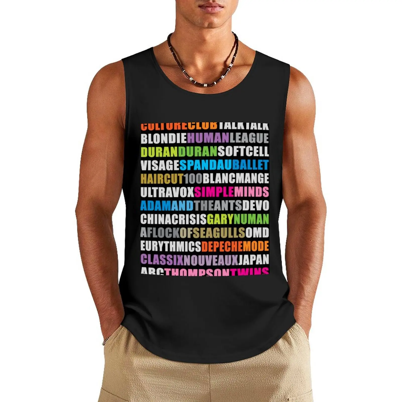 80s new wave music black Tank Top bodybuilding men Man summer clothes sleeveless t-shirts for men