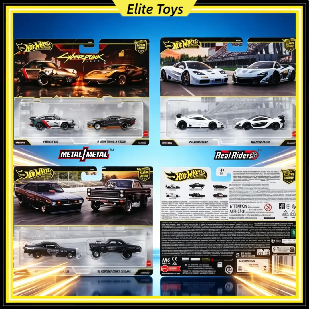 2026 Nuevo Hot Wheels Premium Car Culture Paquete de 2 Coches Cyberpunk 2077 Porsche McLaren 1/64 Modelo de Coche Fundido a Presión Vehículo Coleccionable de Juguete