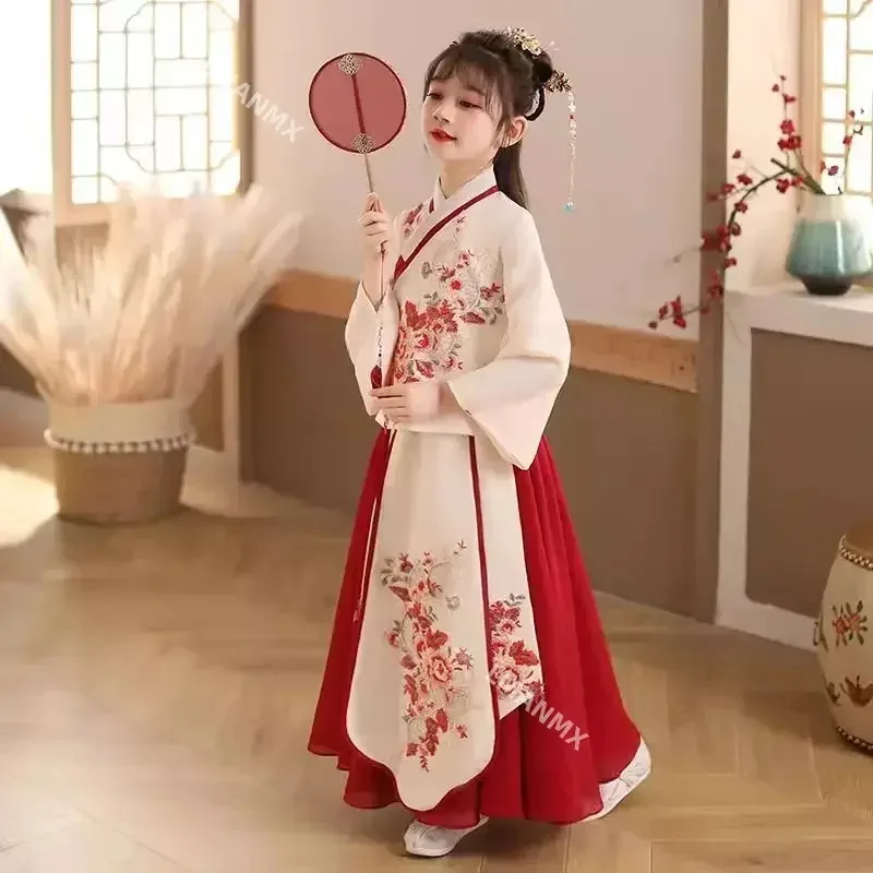 Chinese Japanese and Korean Children's Christmas Dress Girls' Kimono Chinese Traditional Vintage Ethnic Ancient Dance Costume