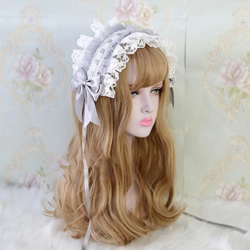 R1We Gothic Headdress Bintang Aksesori Rambut Rambut Cosplay Bow Ribbon Headband