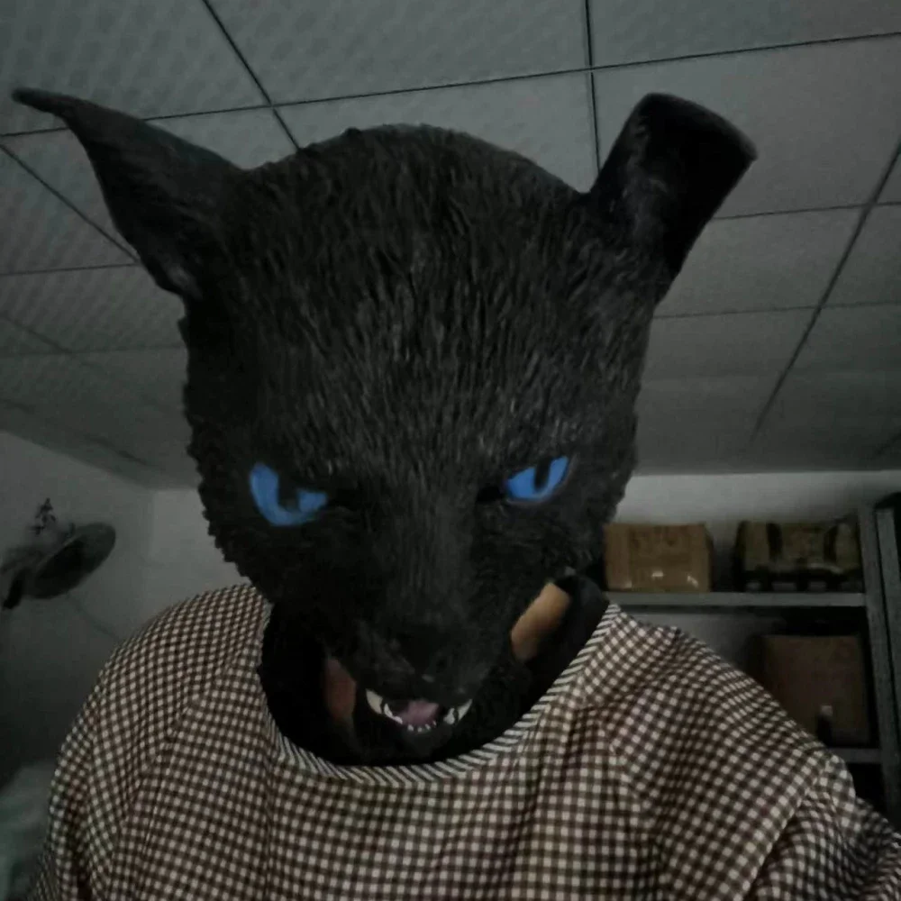 動物の形をしたラテックス猫の頭のマスク,黒のヒョウのマスク,ハロウィーンの仮面舞踏会,カーニバルパーティーの帽子,コスチュームアクセサリー