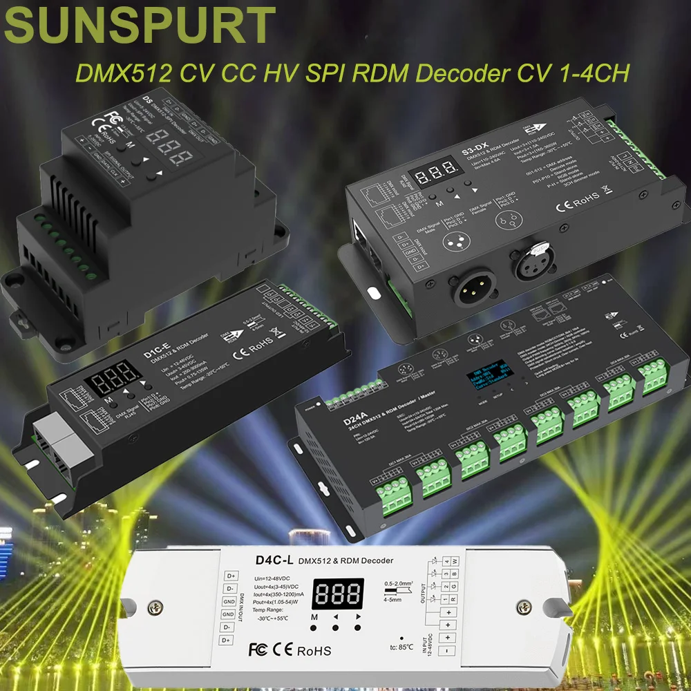 10P DMX512 to SPI PWM CC CV HV DMX Decoder Wireless Controller D4C-L DS-L Digital Display for 2811/12 IC LED Strip Lamp 5V-24VDC