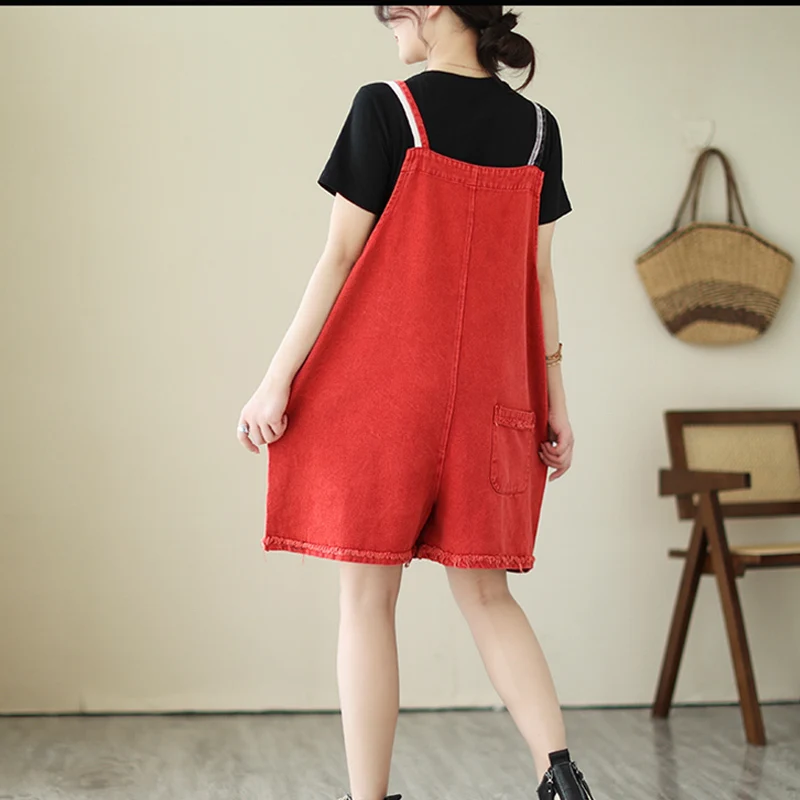 Macacão de camisola jeans com estampa de graffiti personalizado para mulheres no verão calças soltas de cinco quartos de grandes dimensões macacões de emagrecimento