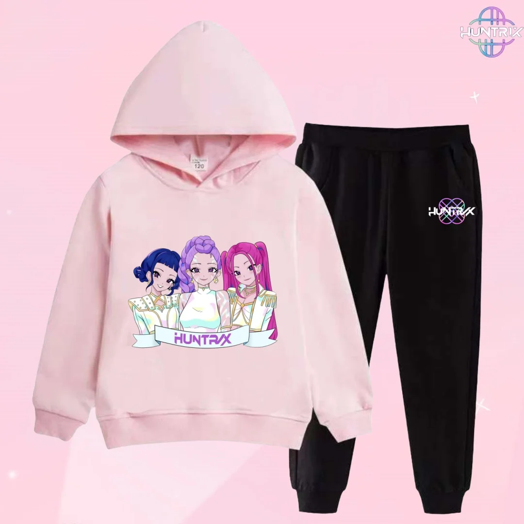 

Толстовка и штаны, комплект из 2 предметов, наряд для маленьких девочек и мальчиков, эксклюзивная одежда, костюм KPop, охотники на демонов, детский мультяшный костюм с длинными рукавами