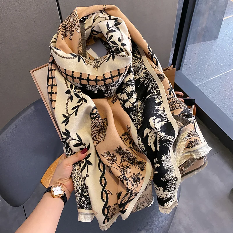 Winter Warm Scarf for Women Cashmere Shawls and Wraps Thick Blanket Poncho Fashion Solid Pashmina Female Neckercheif Bufandas