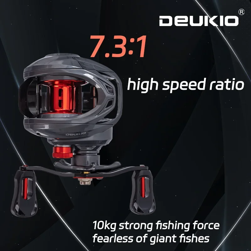 DEUKIO Ultralight Baitcasting Reel 7.3:1 5+1BB Magnetic System Drag Power 10KG Lure Fishing Reels Freshwater Saltwater