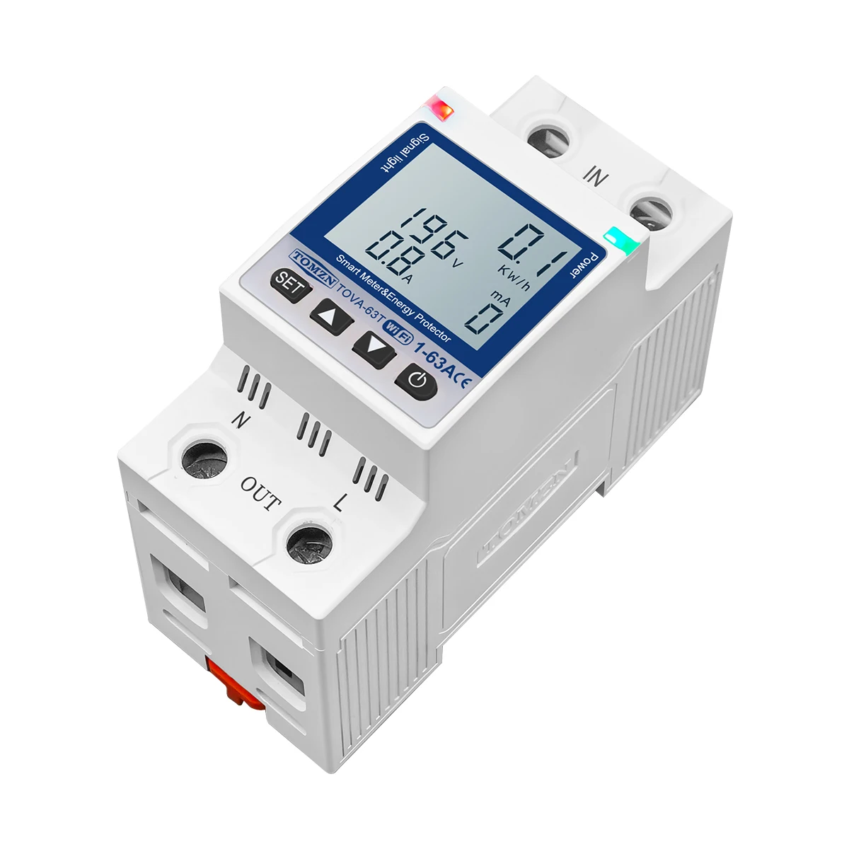 TOMZN WFI 110V 220V 63A Smartlife TUYA Circuit Breaker Energy Meter Metering Timer With Voltage Current And Leakage Protection