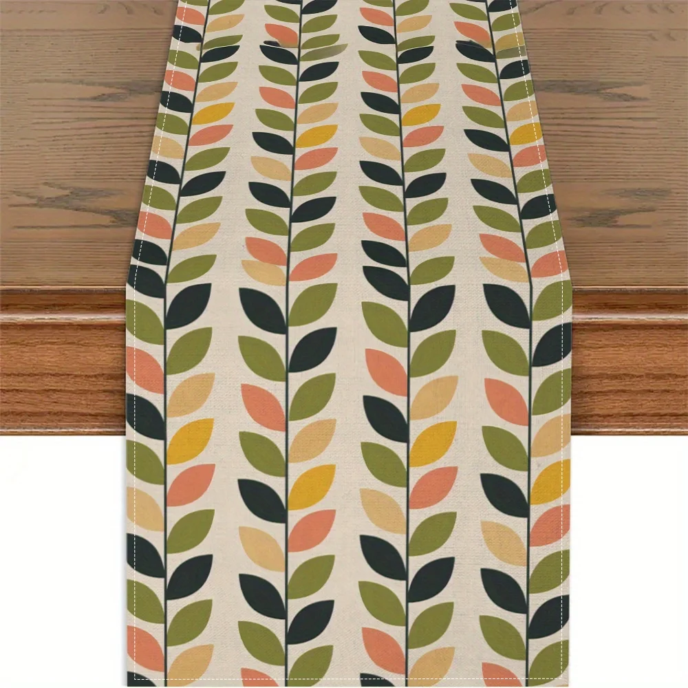 Herbstlicher Tischläufer |   Mehrfarbig in Beige, Blaugrün, Rosa, Braun und Gelb |    Perfekt für Küche, Esstisch und Party-Dekoration