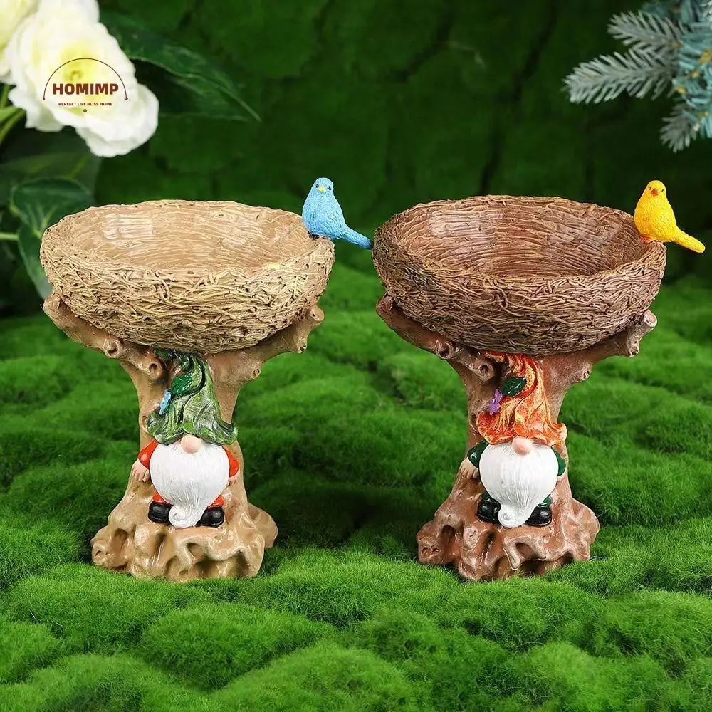 

Bird Raising Tool Resin Hummingbird Feeder Creative Dwarf Design Bird Water Bowl Multi Functional Waterproof Bird Feeder Outdoor