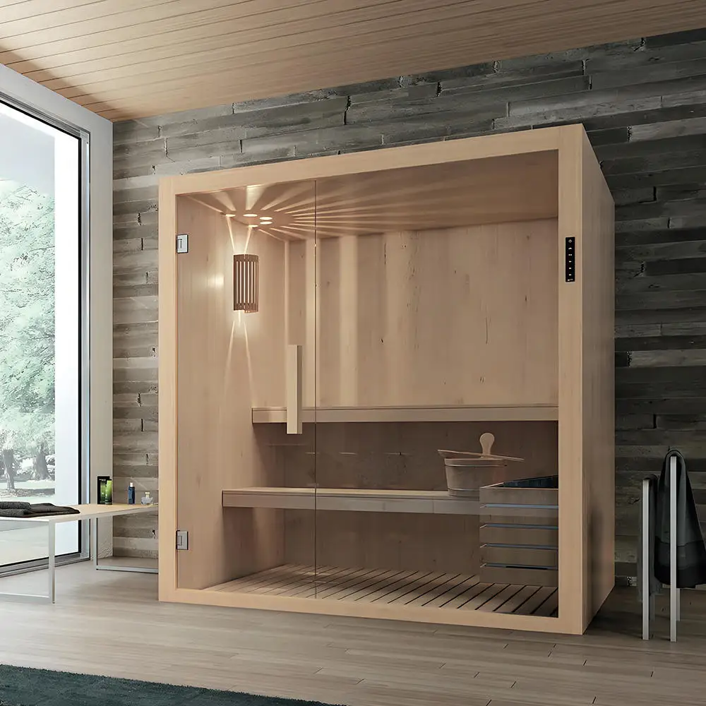 Customization.Indoor Traditional Solid Wood Sauna 2 Person Dry Steam Sauna Room