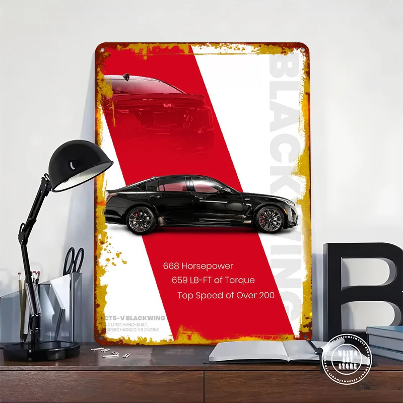 U.S. Car CT5-V Blackwing Printed Poster Customized Wall Art Retro Vintage Metal Tin Signs for Decoration Home Decor Items House