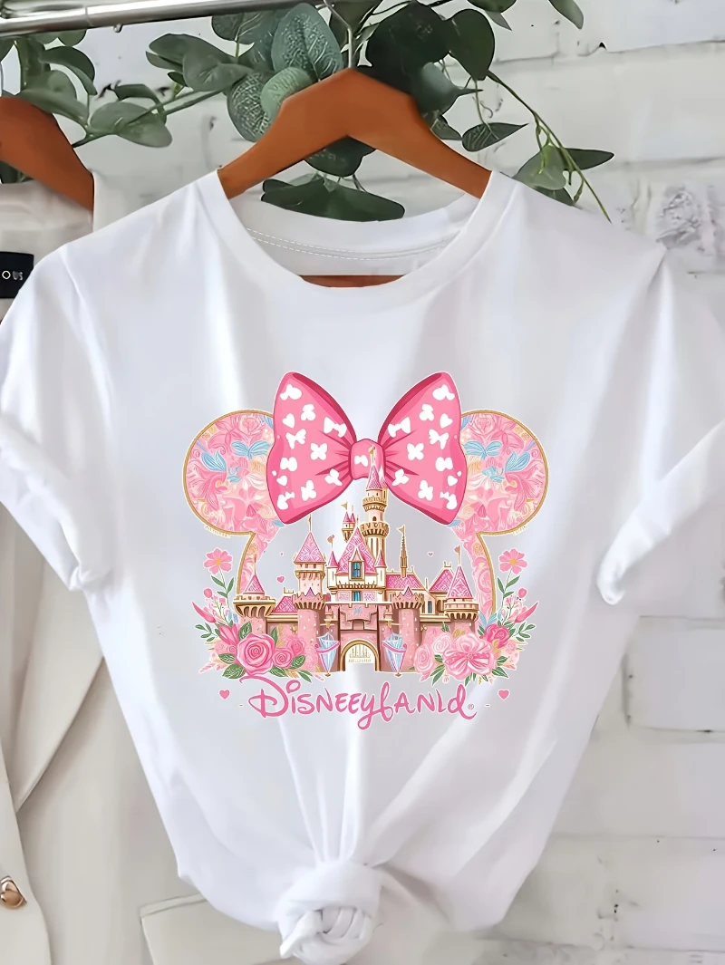 

Disney T-shirt Magic Castle Mini Flower Casual T-shirt Machine Washable Playful Style Exclusive To Fashion Lovers.