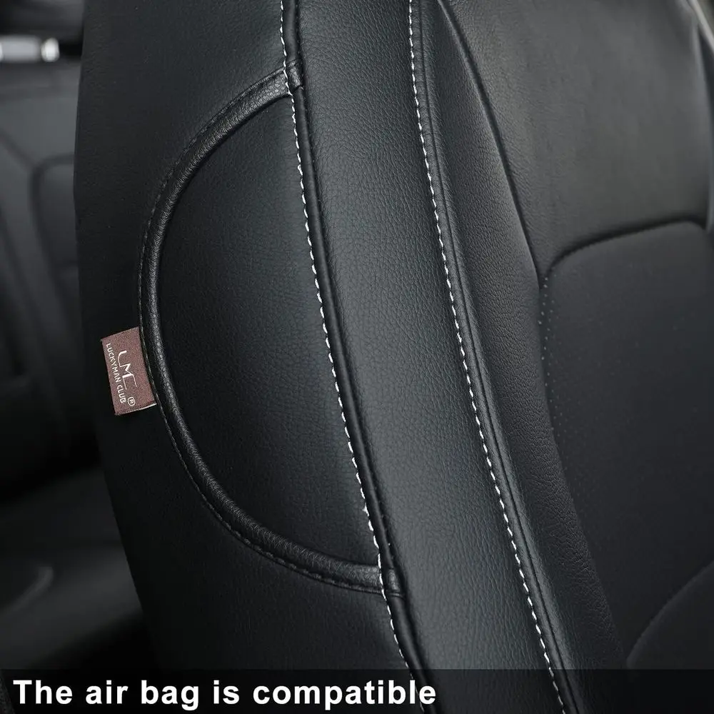 2 أغطية مقاعد أمامية من تشيفي كولورادو، مناسبة لشاحنة العمل Colorado Crew Cab Z71 LT ZR2 مع جلد صناعي (أسود 2 قطعة) #4