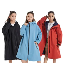 Mutao Waterproof & Windproof Surf Poncho, Long Sleeve Outdoor Warm Changing Robe With Hood, Perfect For Swimming Surfing Diving