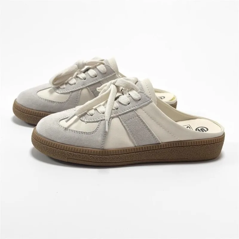 

Женские полутапочки Baotou, летняя верхняя одежда, новинка 2025, шнурки с двойной шнуровкой, крутые шлепанцы на каблуке для ленивого мужчины