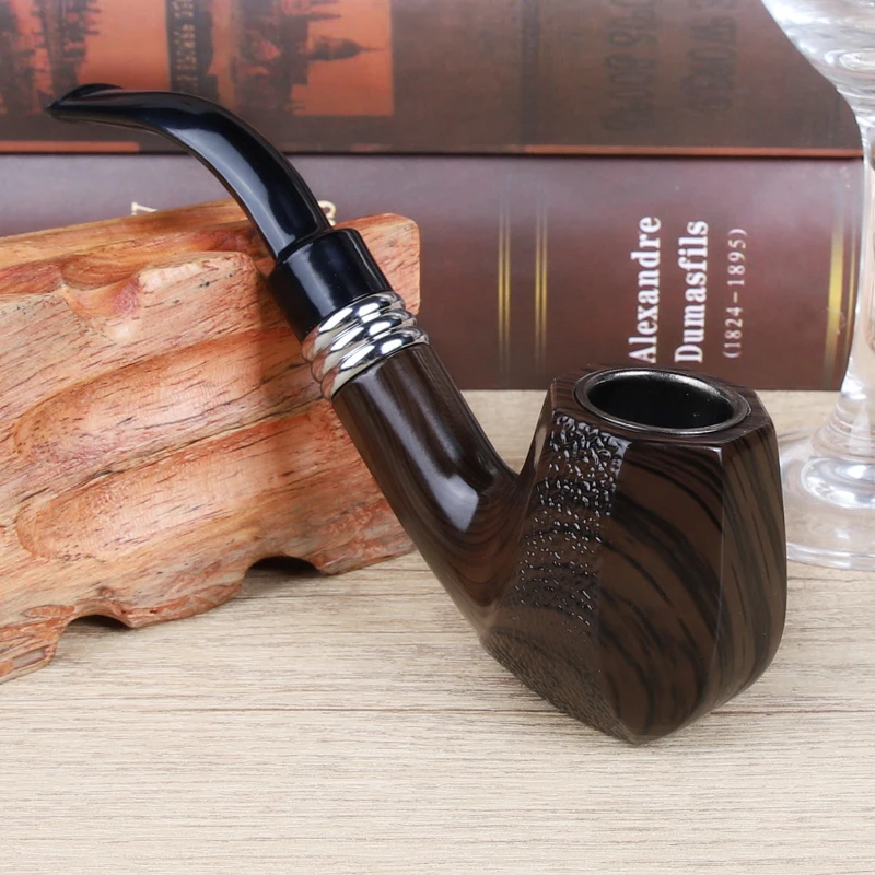 Classic Rhombus Resin Wood Long or Short Bent Smoking Pipe, Tobacco Pipe, Smoking Accessories, Smoke Tube, Gift for Father, New