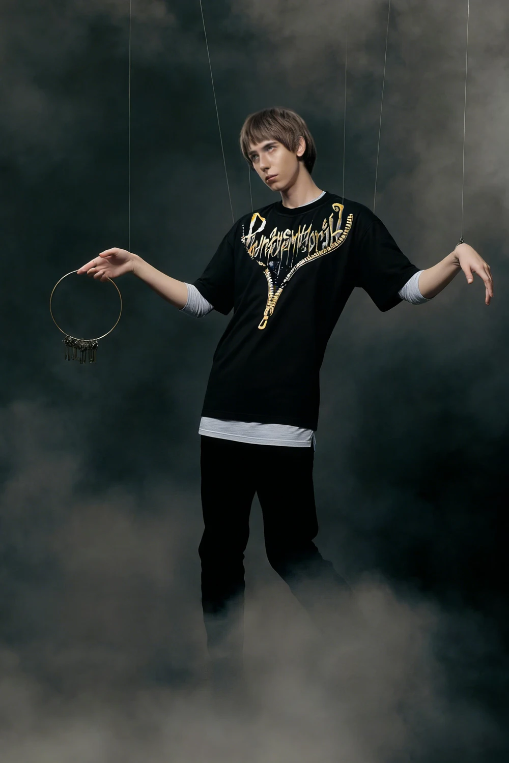 

Harajuku Oversized Streetwear Men's Tshirt Zip up Funhouse Print Graphic Goth Short Sleeve Korean Fashion Clothes Y2k Unisex Top