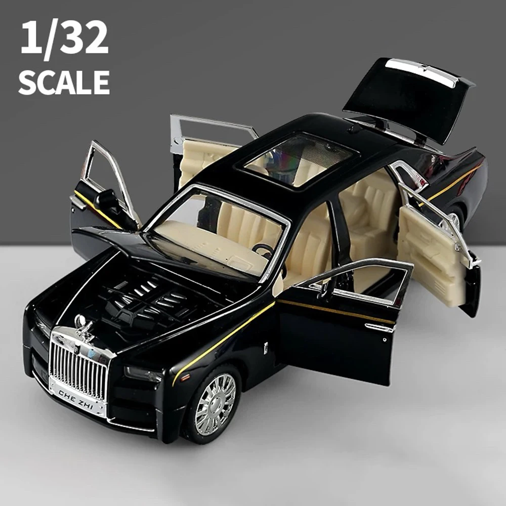

1:32 Rolls Royce Phantom Wraith, модель игрушечного автомобиля, литой под давлением сплав, резиновые шины, двери, открытые модели, транспортные средства, детские миниатюрные автомобили, игрушки