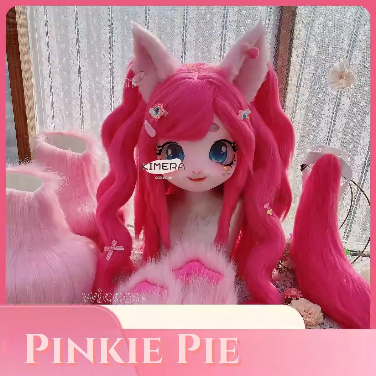 Pinkie Pie Cos Fursuit Cosplay Headset Furry Costume My Lovely Pony Furry Kig Kigurumi Animal Fluttershy Mask Cosplay Costume