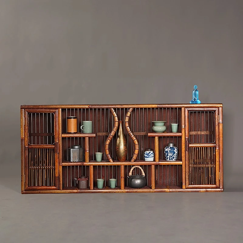 

Wall-mounted bogu frame Wall Duobao Pavilion solid wood wall-mounted tea set storage rack Hanging ornament Teapot shelf Antique