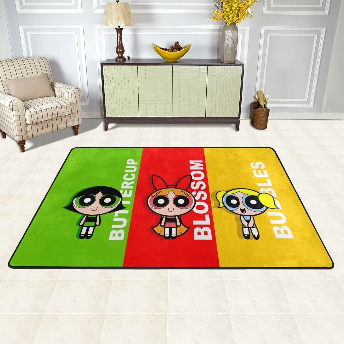 The Powerpuff Girls Carpet Waterproof Floor Carpets For Living Room Bedroom Sofa Home Decor Velvet Soft Non Slip Foot Mat Rugs