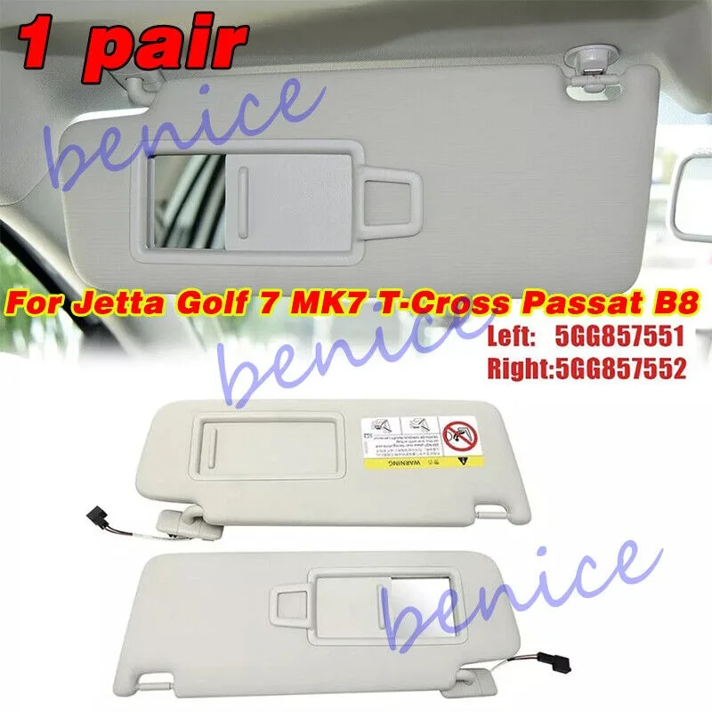 

1Pair Front Sun Visor Panel Makeup Mirror For Jetta Golf 7 MK7 T-Cross Passat B8