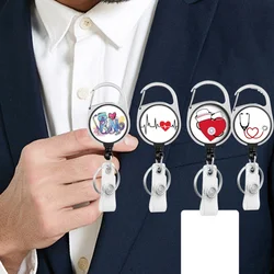1pc Nurse Pattern Easy To Pull Student Keychain Badge Clip Work Id Buckle Retractable Name Badge Reels For Doctor Hospital