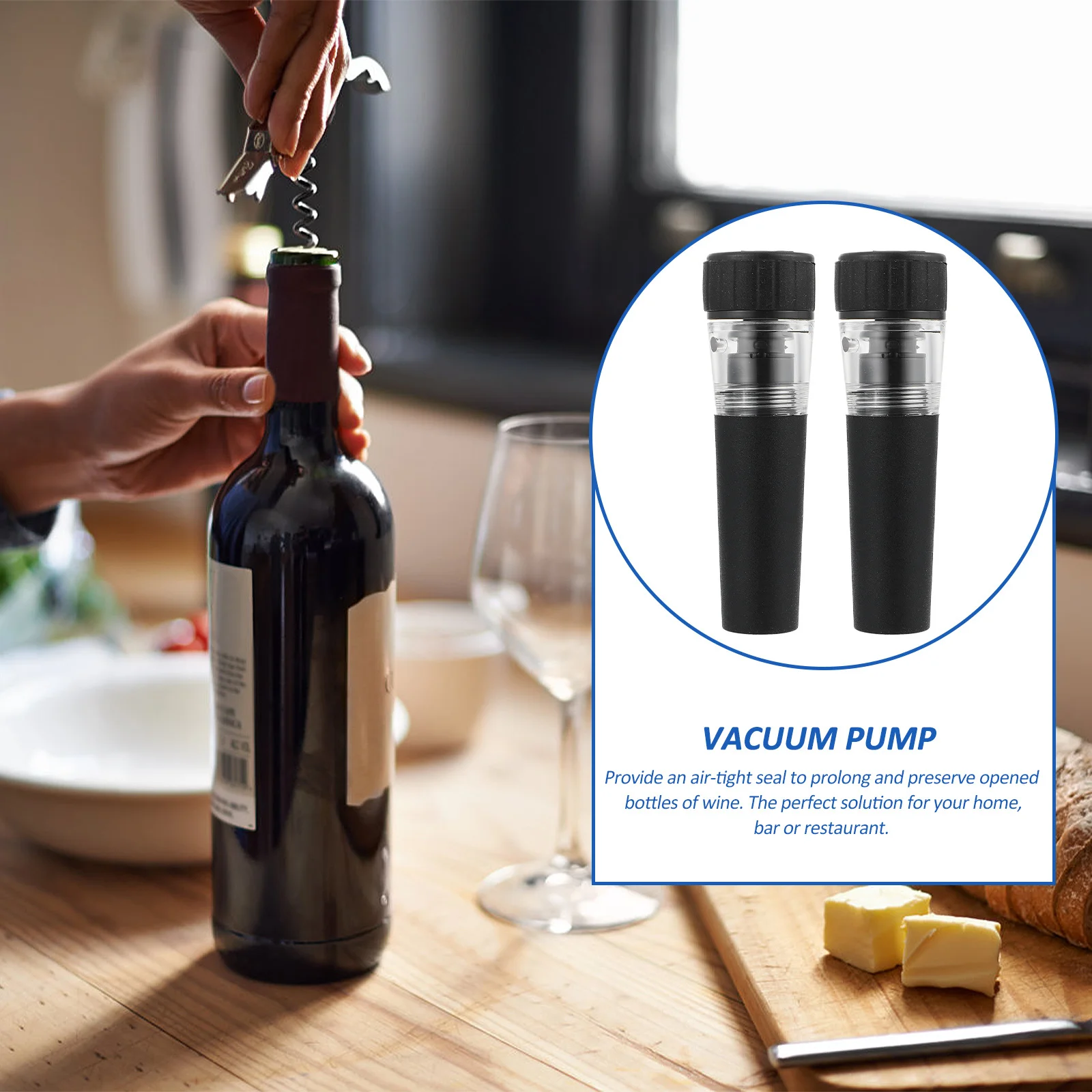 

2Pcs Vacuum Pump Bottle Stopper Wine Preserver Airtight Seal Home Bar Restaurant Gift Vacuum Pump Bottle Stopper