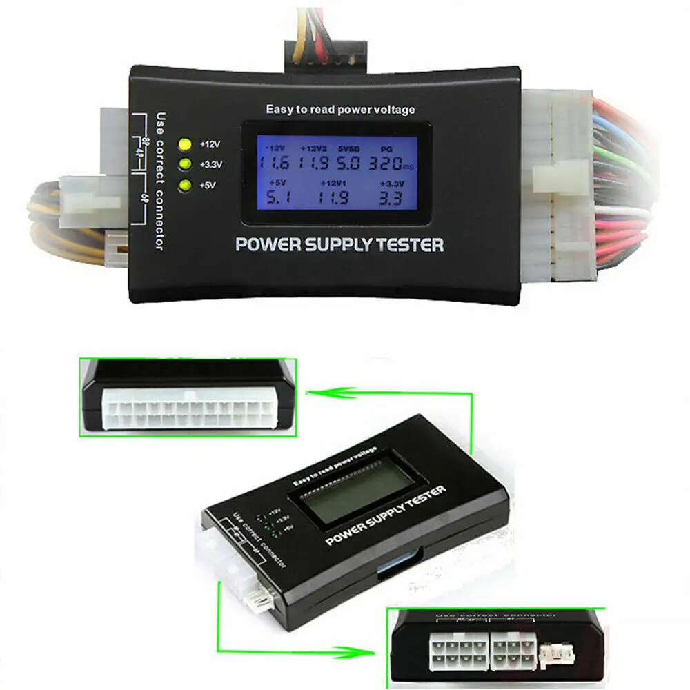 

PC Computer LCD 20/24 Pin 4 PSU ATX BTX ITX SATA HDD Digital Power Supply Tester