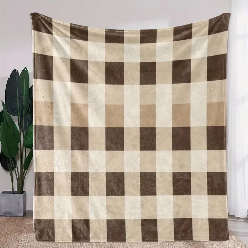 Rustic Red Green Plaid Blanket Brush Stroke Check Print Soft Warm Blanket For Sofa Bed Couch Camping Travel Indoor Outdoor Use