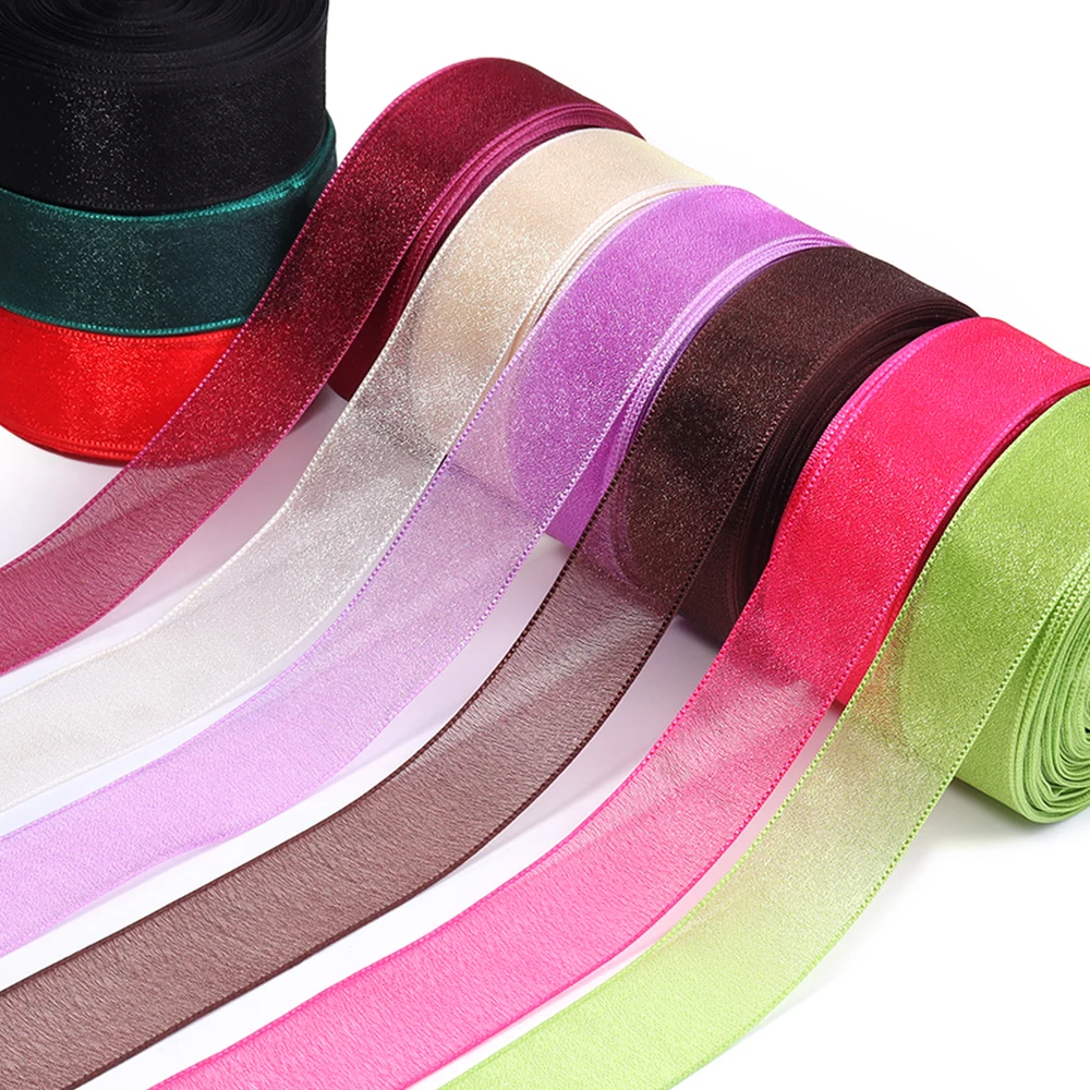 10 Yards 2,5 cm Organza Bänder Bunte Mesh Bänder Für DIY Hochzeit Party Weihnachten Handgemachte Geschenke Bouquet Verpackung Dekoration