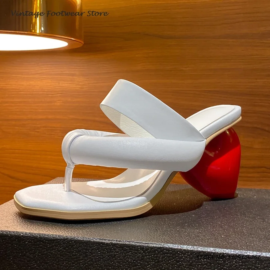

Women's Heart-shape Heeled Flip Flops Irregular Open Toe Elastic Band High Heeled Shoes Summer Beach Dress Modern Slippers